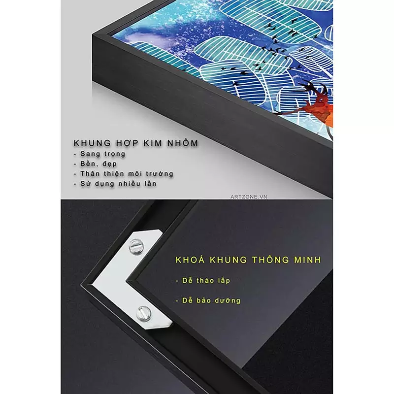 Bức tranh Mica AZ3-0136 với khung nhôm hiện đại