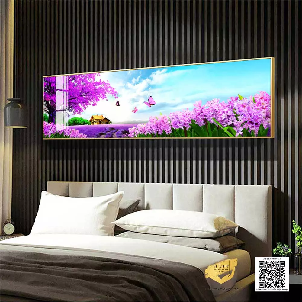 Tranh treo phòng ngủ cảnh đồng hoa tím AZ1-0593-MICA