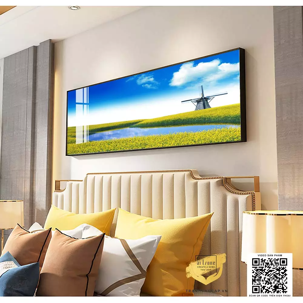 Chi tiết cánh đồng hoa trong tranh