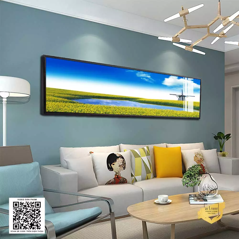 Treo tranh trên đầu giường