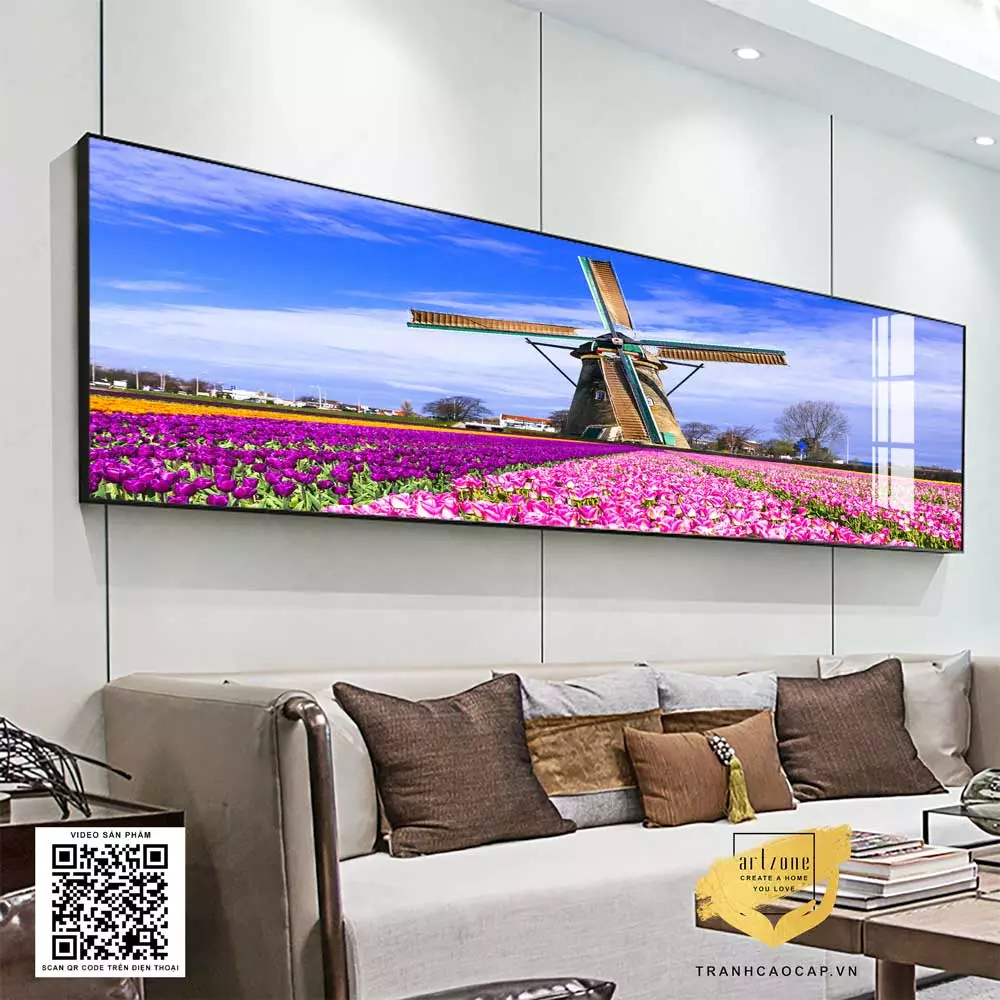 Tranh Cảnh đồng hoa và cơn gió xây giò - Điểm nhấn tinh tế cho phòng ngủ