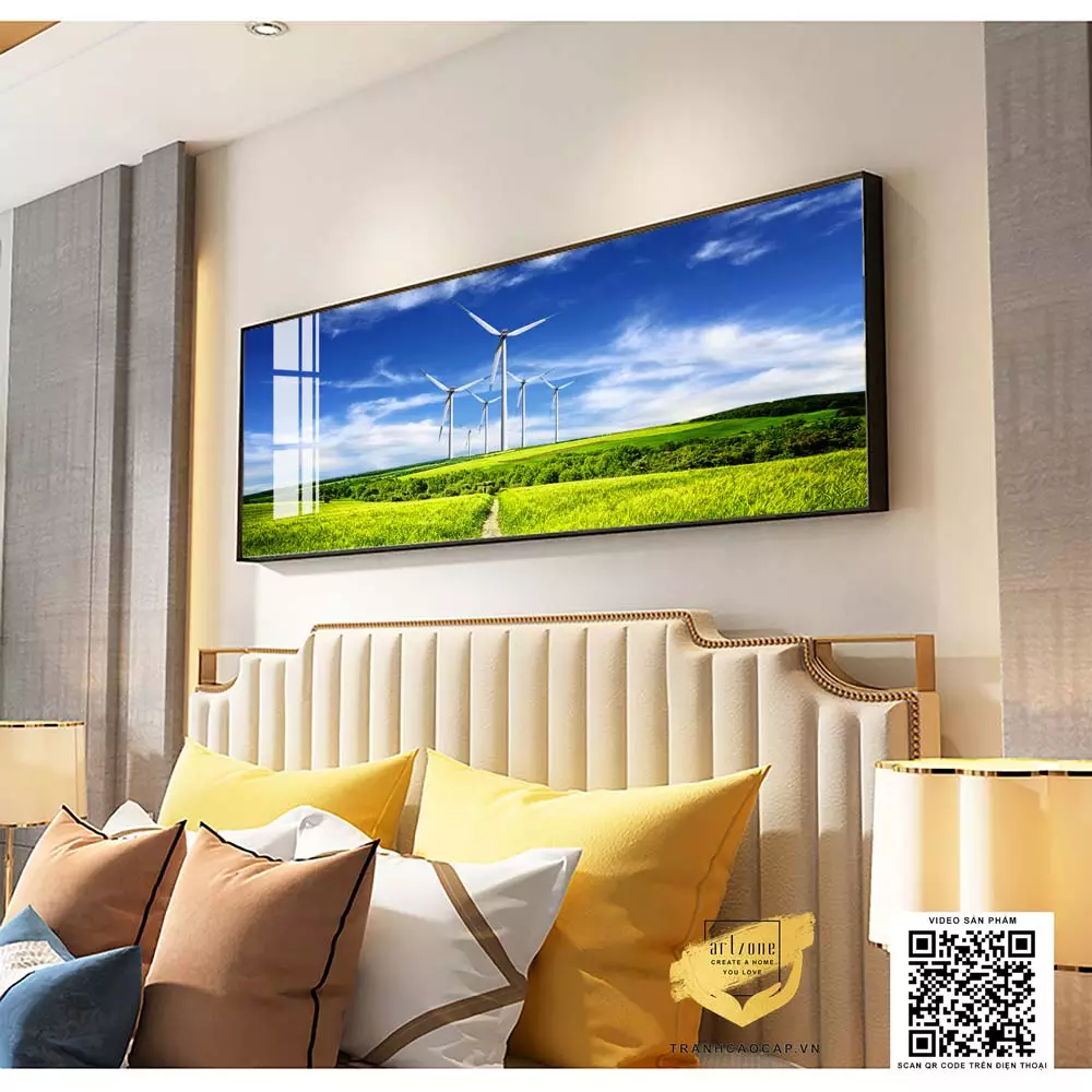 Sắc xanh tươi mát trong tranh đồng xanh cối xay gió