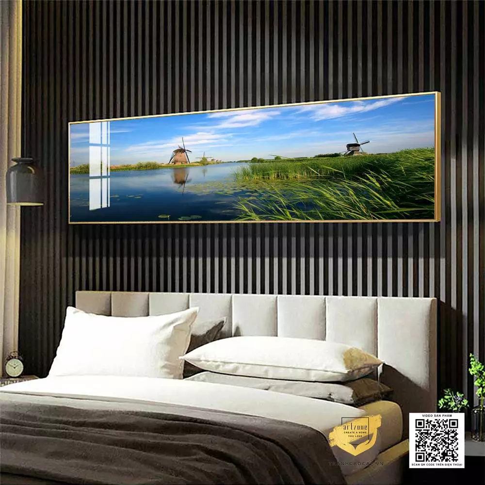 Tranh Mica Cảnh Đồng Xanh và Cối Xay Gió AZ1-0655