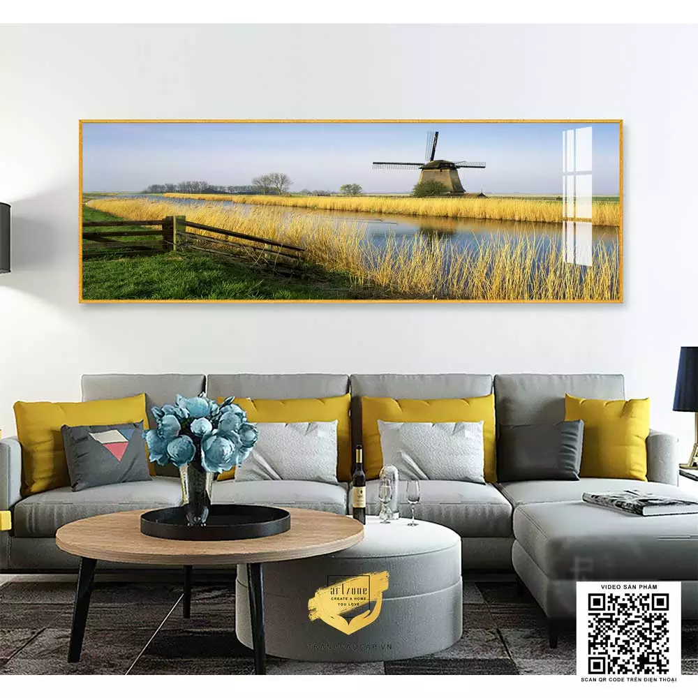 Tranh Cảnh Đồng Xanh và Cối Xay Gió - Lựa chọn hoàn hảo cho phòng ngủ Tranh Cảnh Đồng Xanh và Cối Xay Gió - Lựa chọn hoàn hảo cho phòng ngủ