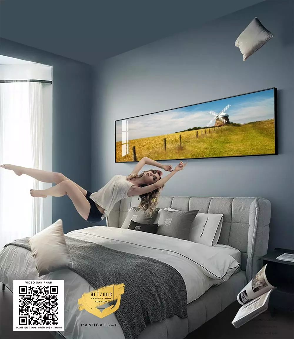Tranh phong cảnh đồng lúa vàng óng treo tường