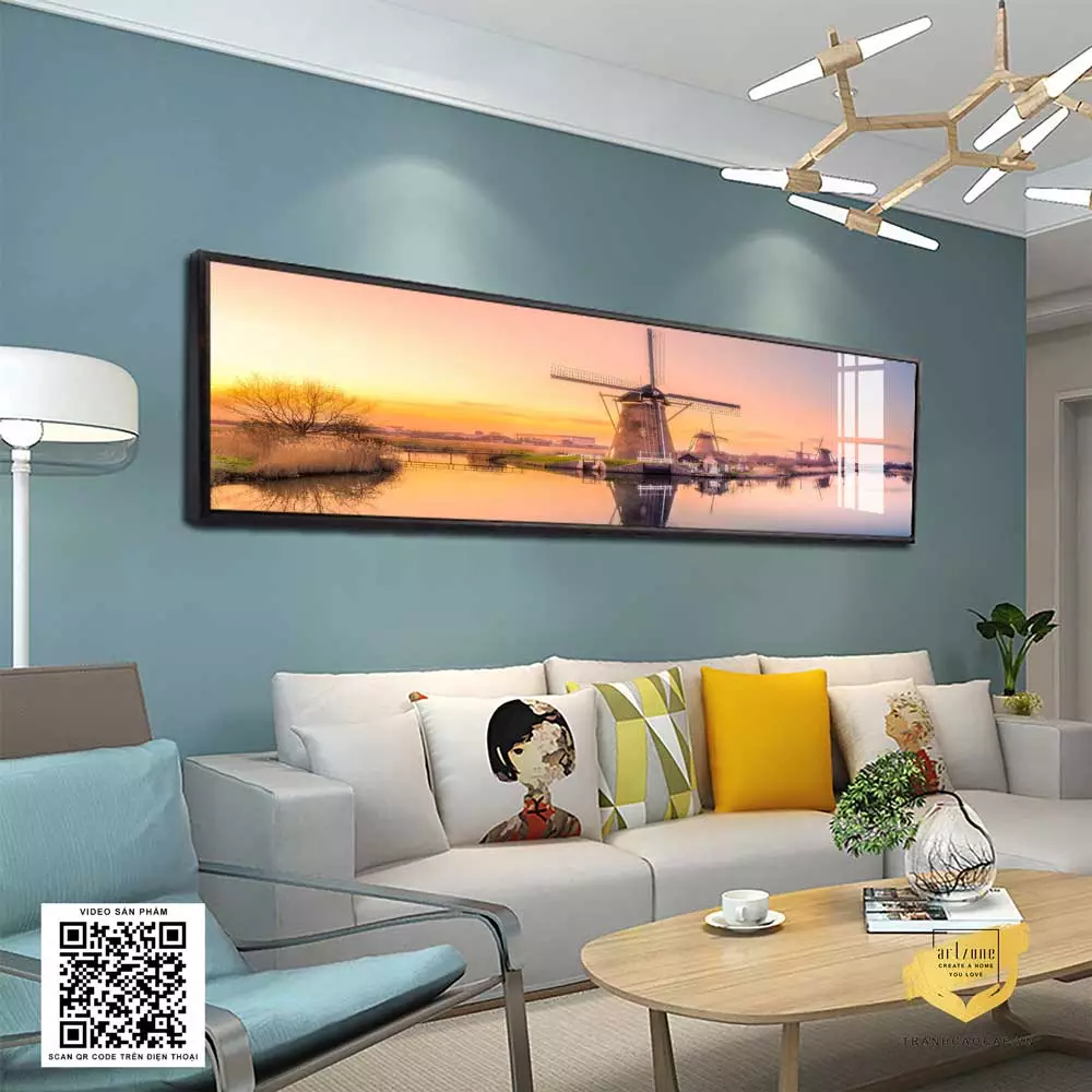 Bức tranh là điểm nhấn ấn tượng cho không gian phòng ngủ