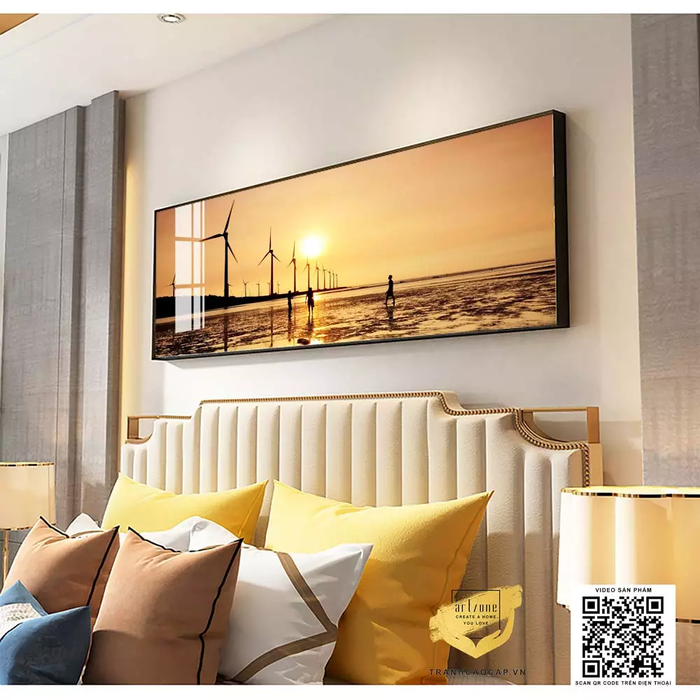 Bức tranh Cảnh Coi Xây Gió Dưới Hoàng Hôn treo trong phòng ngủ