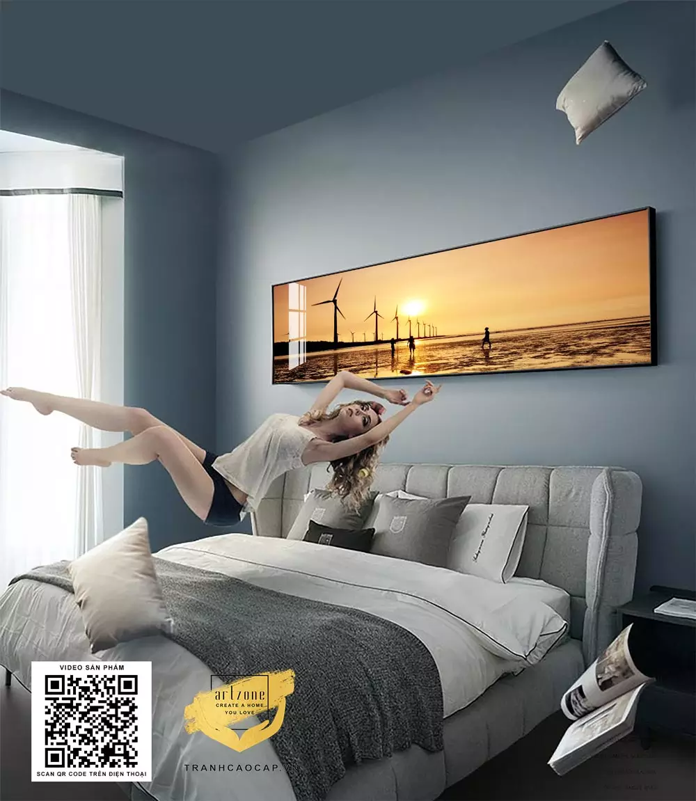 Tranh Mica Cảnh Coi Xây Gió Dưới Hoàng Hôn với độ bền cao