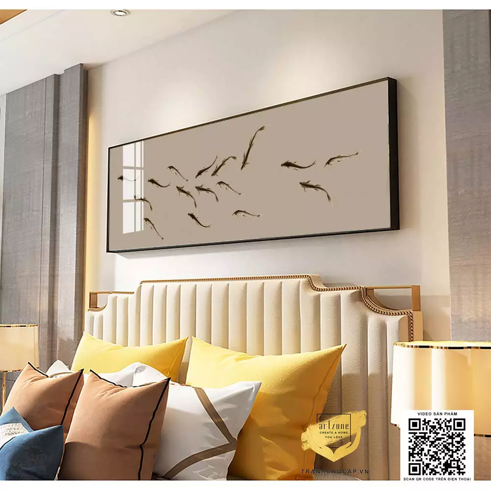 Tranh Phong Cảnh Dần Cá Quý Tủ tạo điểm nhấn nghệ thuật cho phòng ngủ