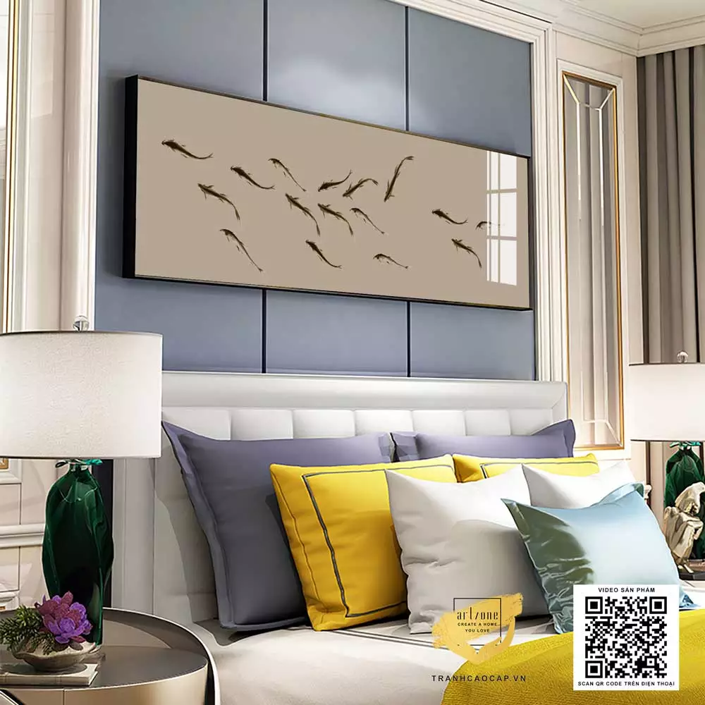 Tranh Phong Cảnh Dần Cá Quý Tủ phù hợp với nhiều phong cách thiết kế nội thất
