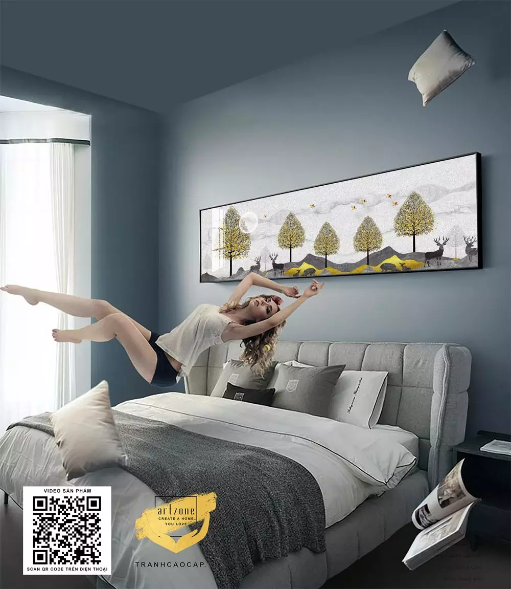 Tranh phong cảnh phù hợp với nhiều phong cách thiết kế phòng ngủ