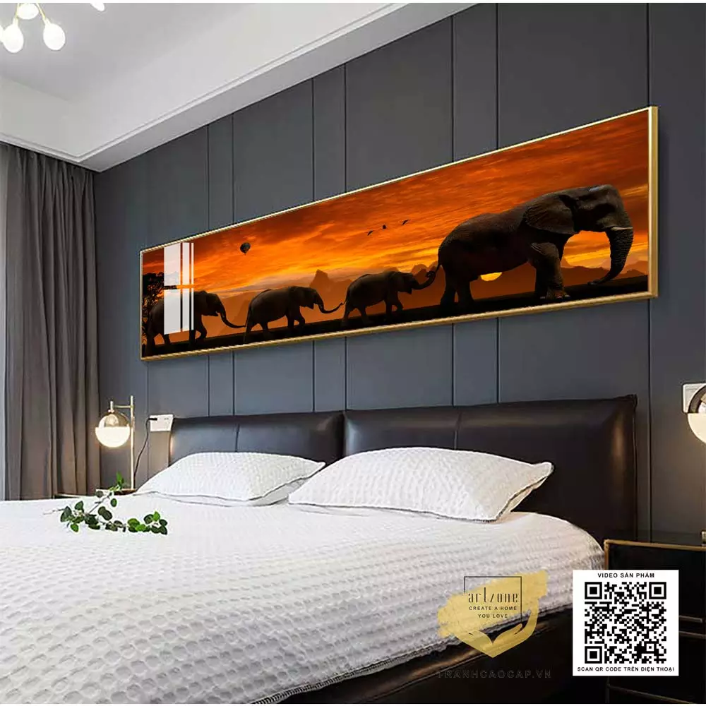 Tranh treo phòng ngủ giúp không gian thêm sinh động Tranh treo phòng ngủ trang trí