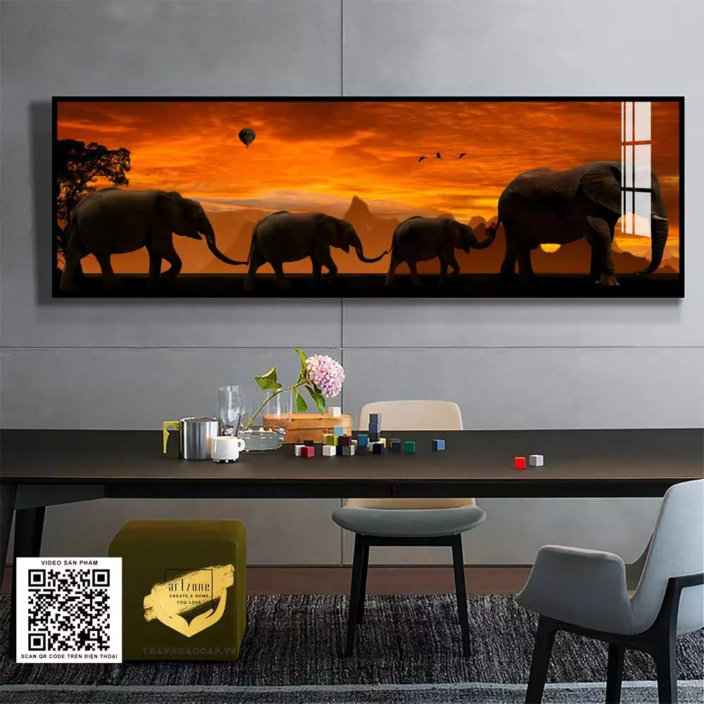 Bài trí tranh hợp lý giúp không gian phòng ngủ thêm đẹp và thư giãn Gợi ý bài trí tranh phong cảnh đàn voi trong phòng ngủ