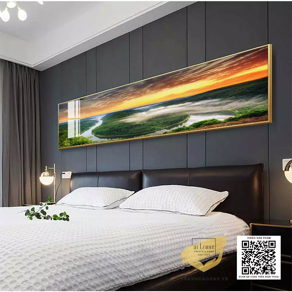 Tranh treo phòng ngủ phong cảnh dòng sông uốn quanh AZ1-0589-MICA