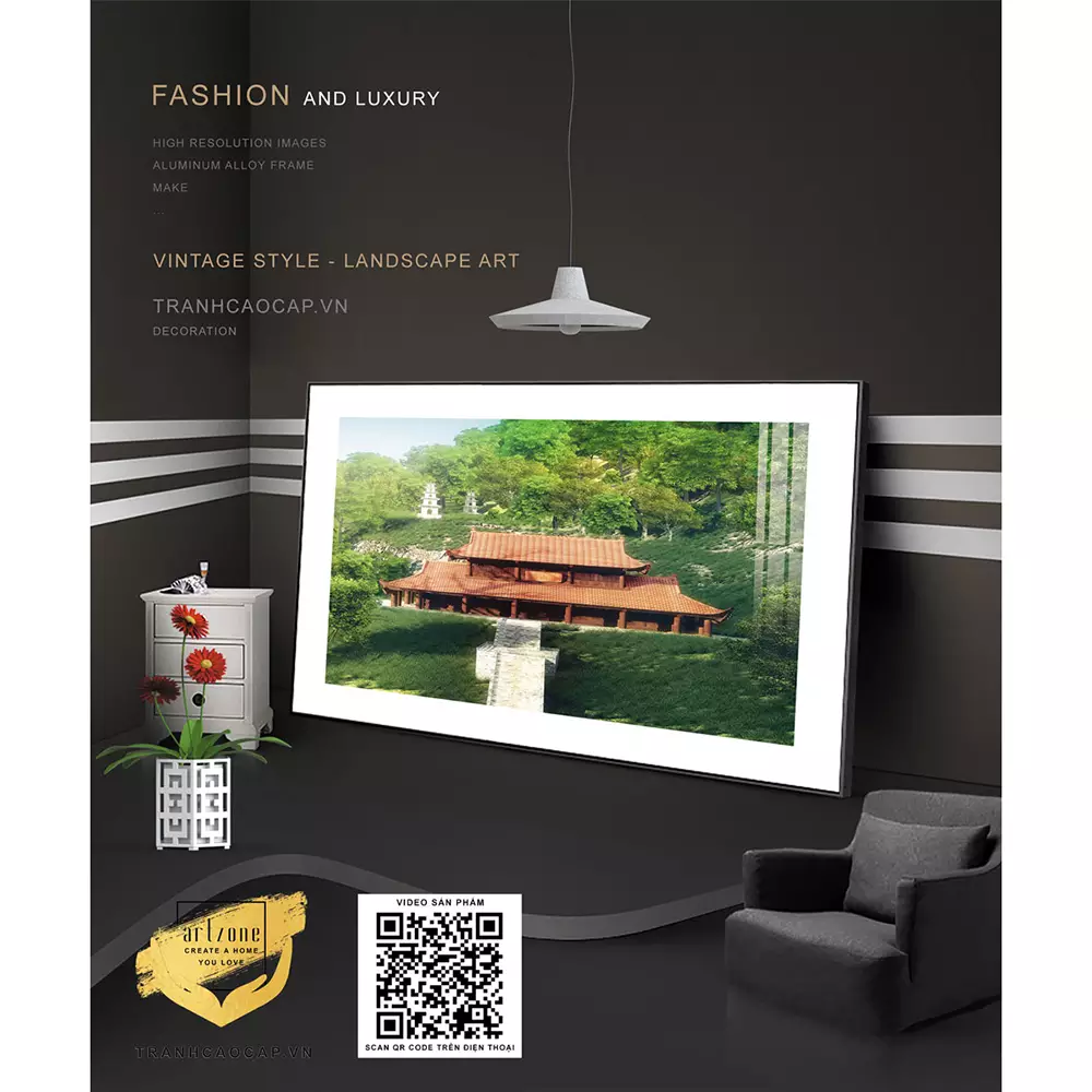 Tranh Hà Nội xưa AZ1-0962-MICA cận cảnh chất liệu Mica