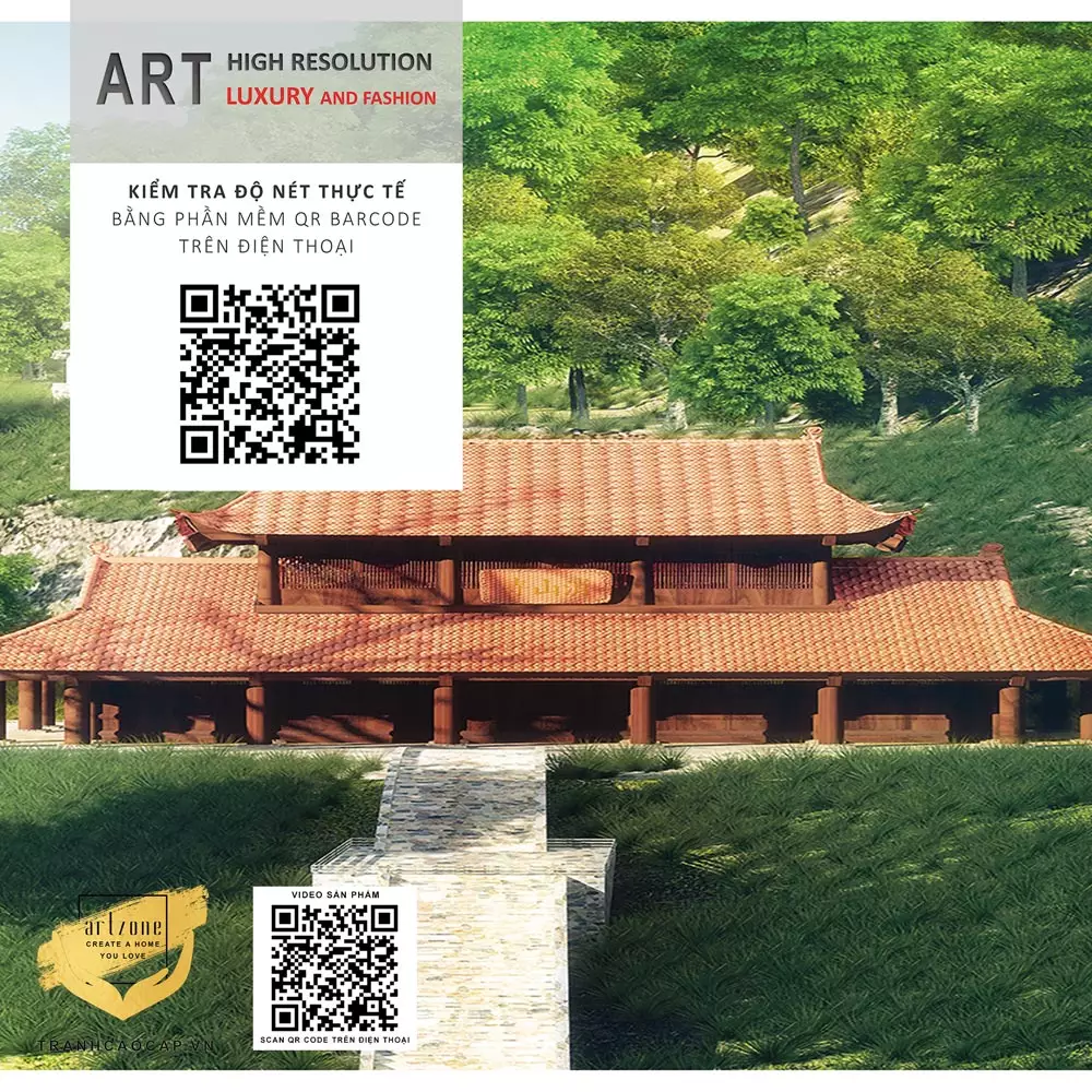 Tranh Hà Nội xưa AZ1-0962-MICA cận cảnh khung tranh
