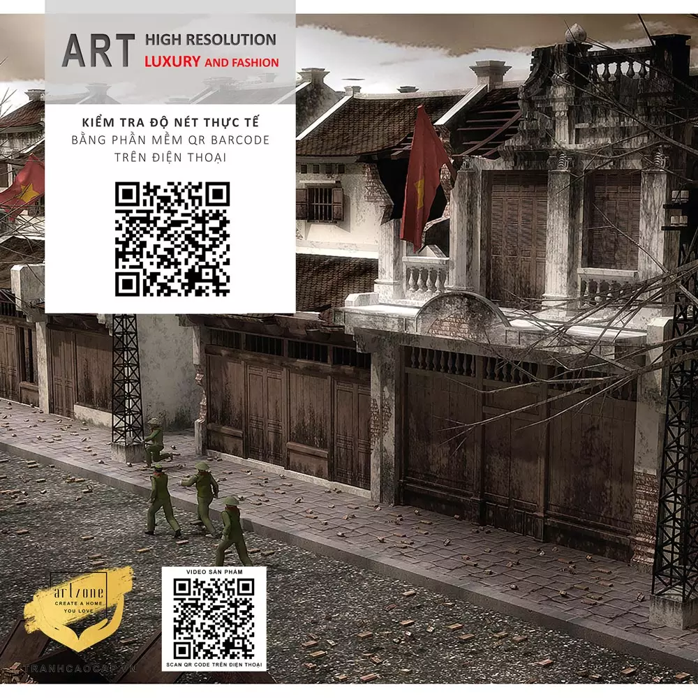 Không gian sống đẳng cấp với tranh Hà Nội xưa