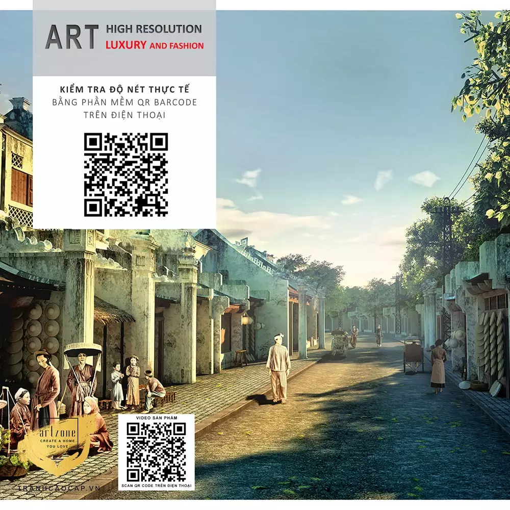 Tranh Hà Nội xưa khung composite Tranh Hà Nội xưa khung composite