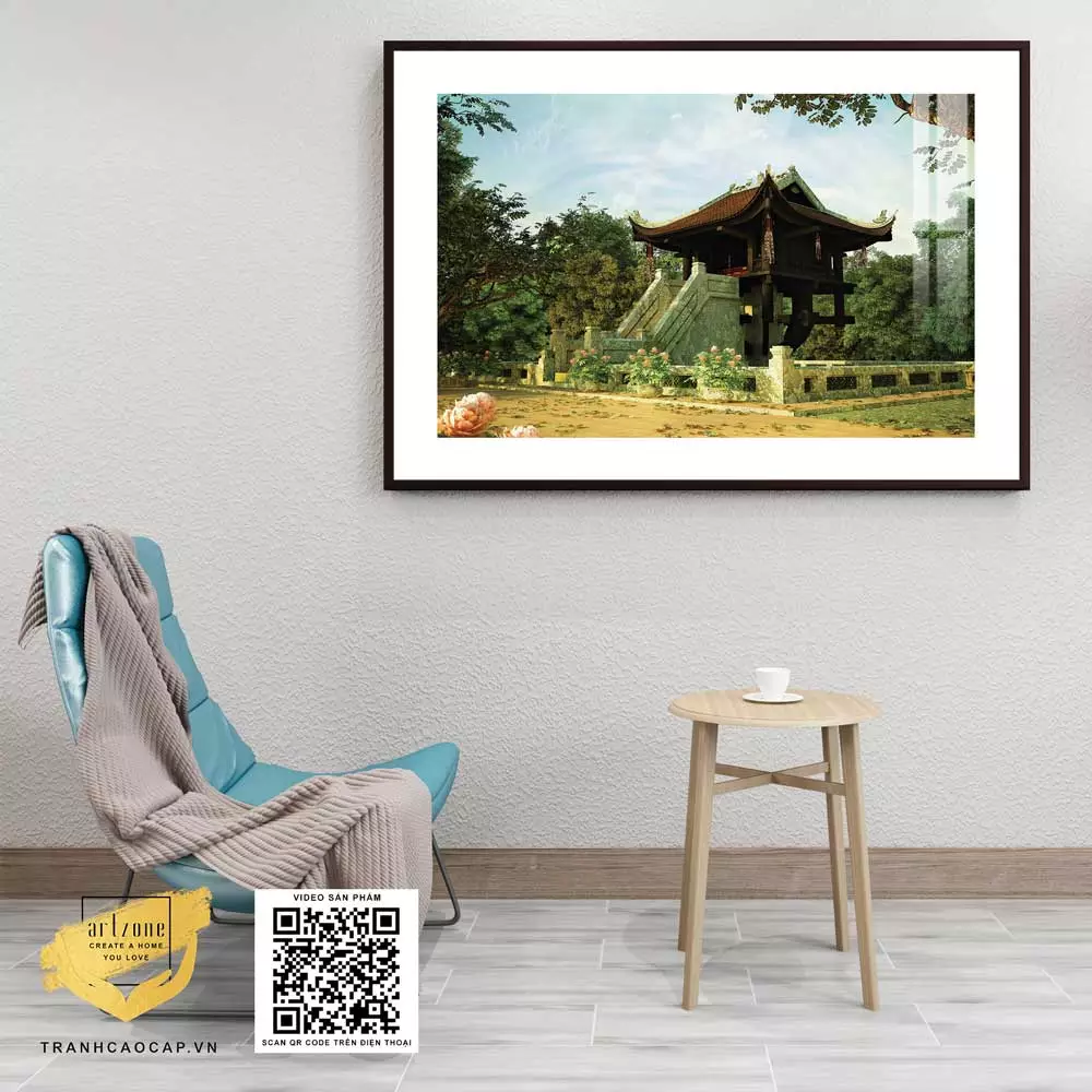 Tranh phong cảnh Hà Nội xưa với hoa ban trắng
