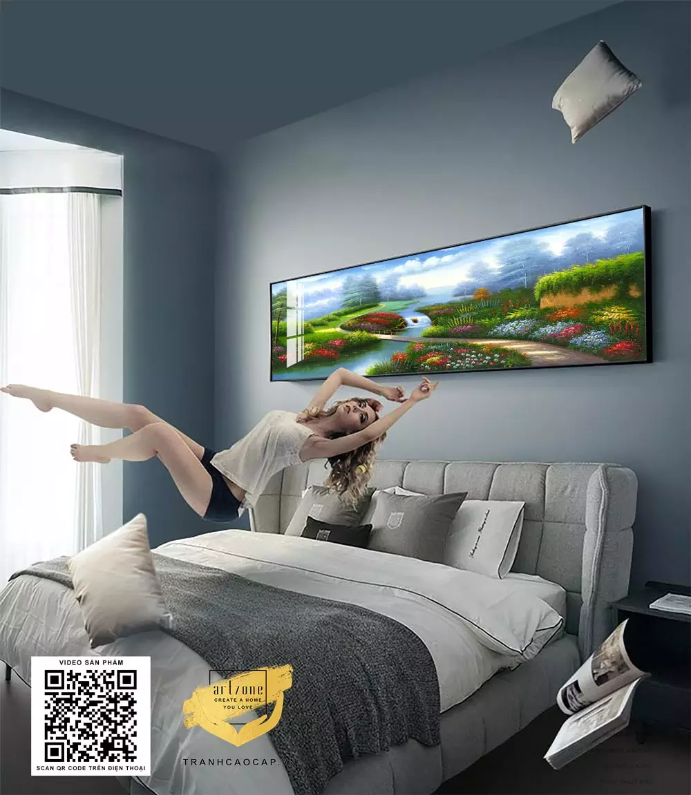 Tranh treo phòng ngủ Phong Cảnh Hoa Mộc Ven Đường AZ1-0702