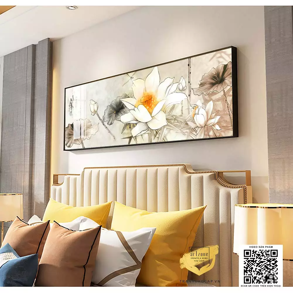 Ánh sáng tôn lên vẻ đẹp của bức tranh hoa sen trắng