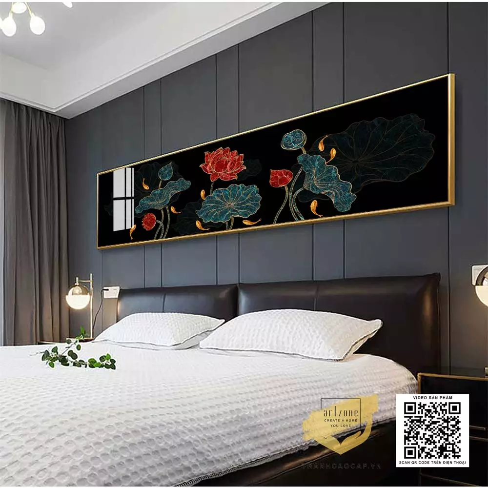 Tranh Mica hoa sen và cá chép AZ1-0738