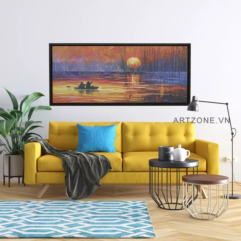 Mẫu tranh phong cảnh hoàng hôn bình yên AZ1-0075-MICA