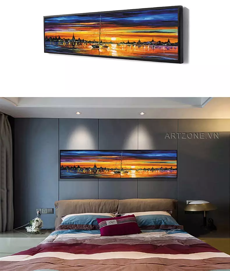 Tranh treo phòng ngủ Mica phong cảnh hoàng hôn AZ1-0074