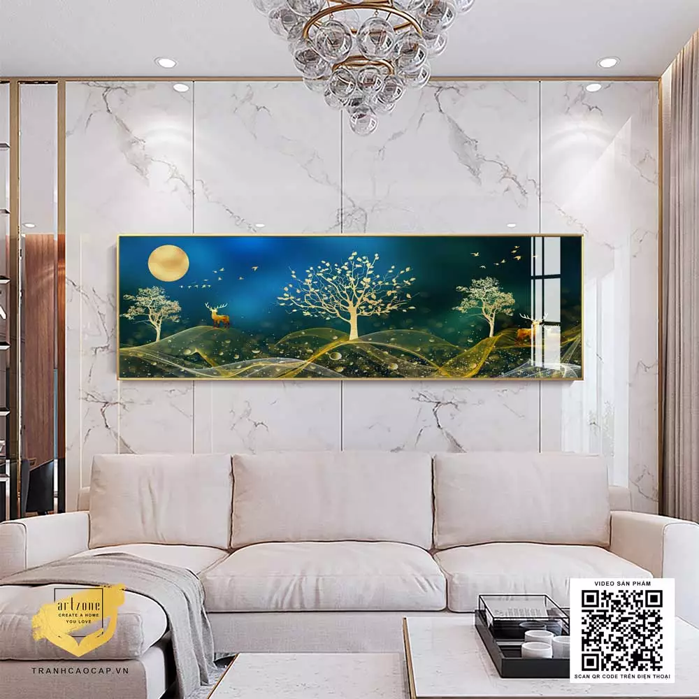Gợi ý treo tranh hươu vàng trên đầu giường
