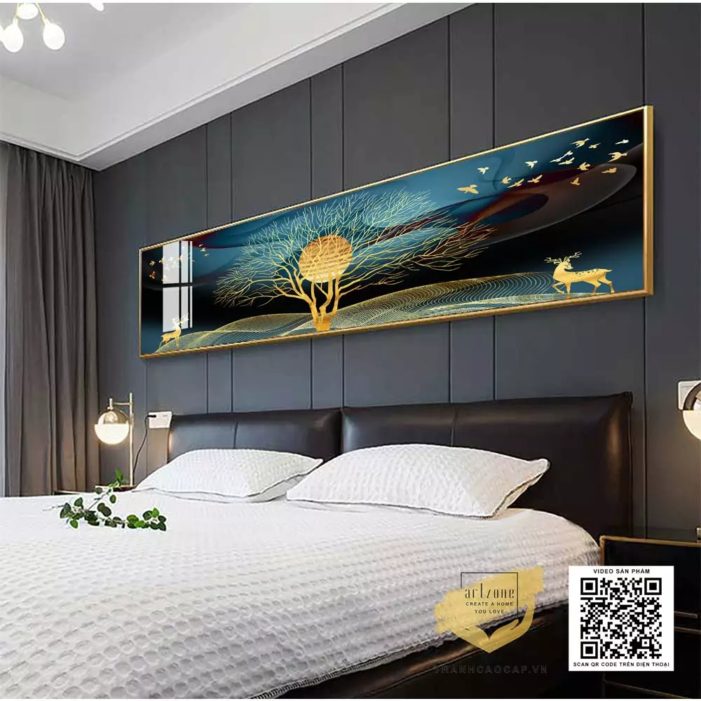 Tranh treo phòng ngủ tạo không gian sống động và tràn đầy sức sống