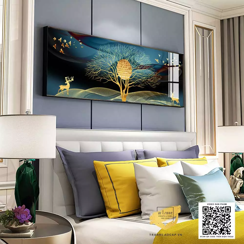 Kích thước tranh treo phòng ngủ phù hợp với không gian