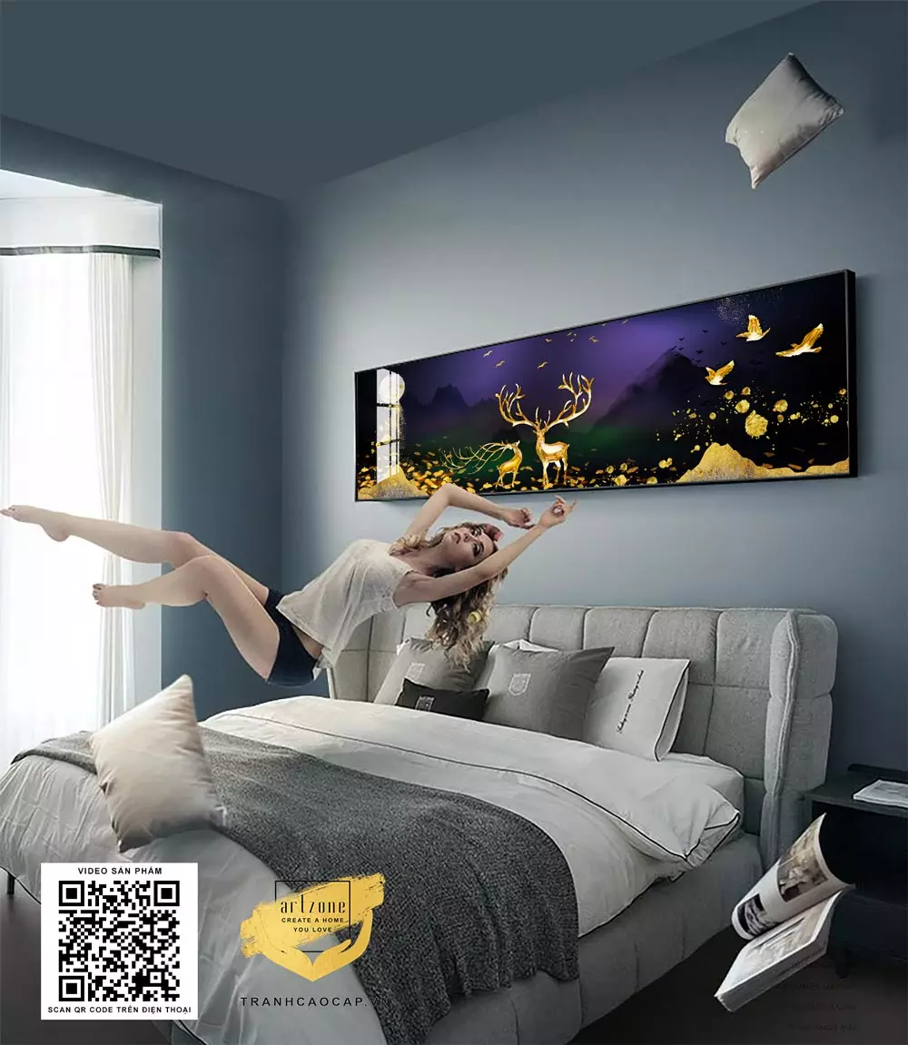 Tạo sự liên kết giữa tranh và các vật dụng khác trong phòng ngủ