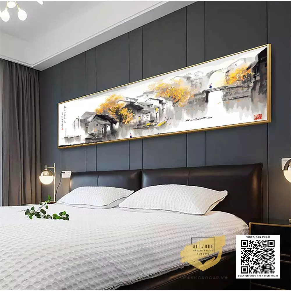 Tranh treo phòng ngủ phong cảnh làng quê