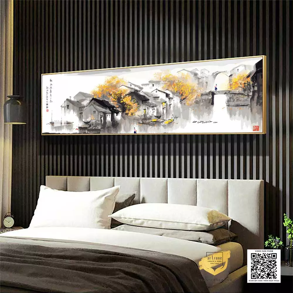 Tranh treo phòng ngủ phong cảnh làng quê