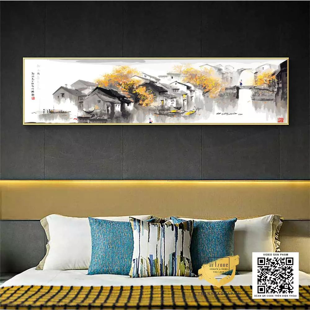 Tranh treo phòng ngủ phong cảnh làng quê