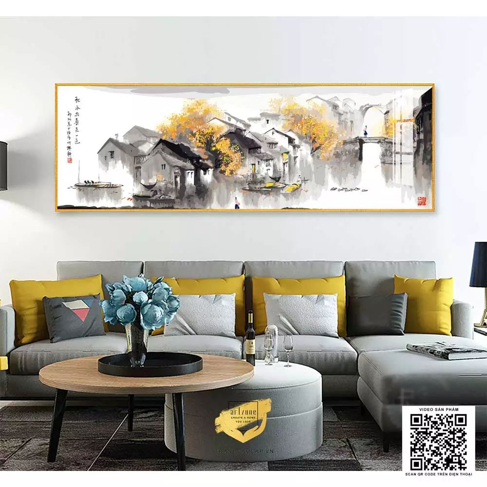 Tranh treo phòng ngủ phong cảnh làng quê