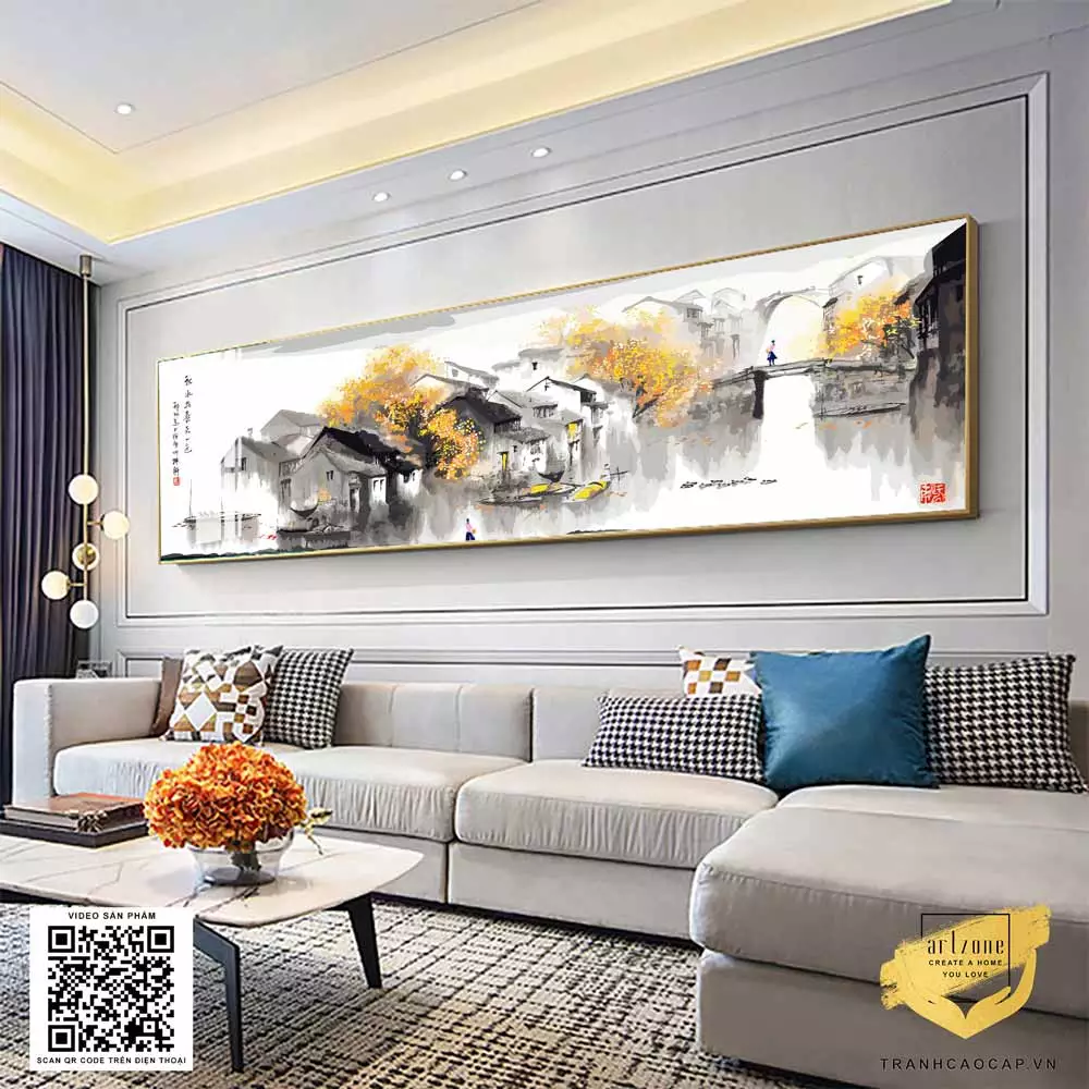 Tranh treo phòng ngủ phong cảnh làng quê
