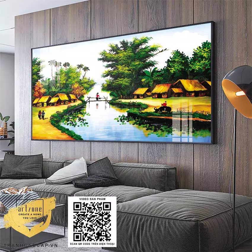 Tranh phong cảnh làng quê Việt Nam tinh tế
