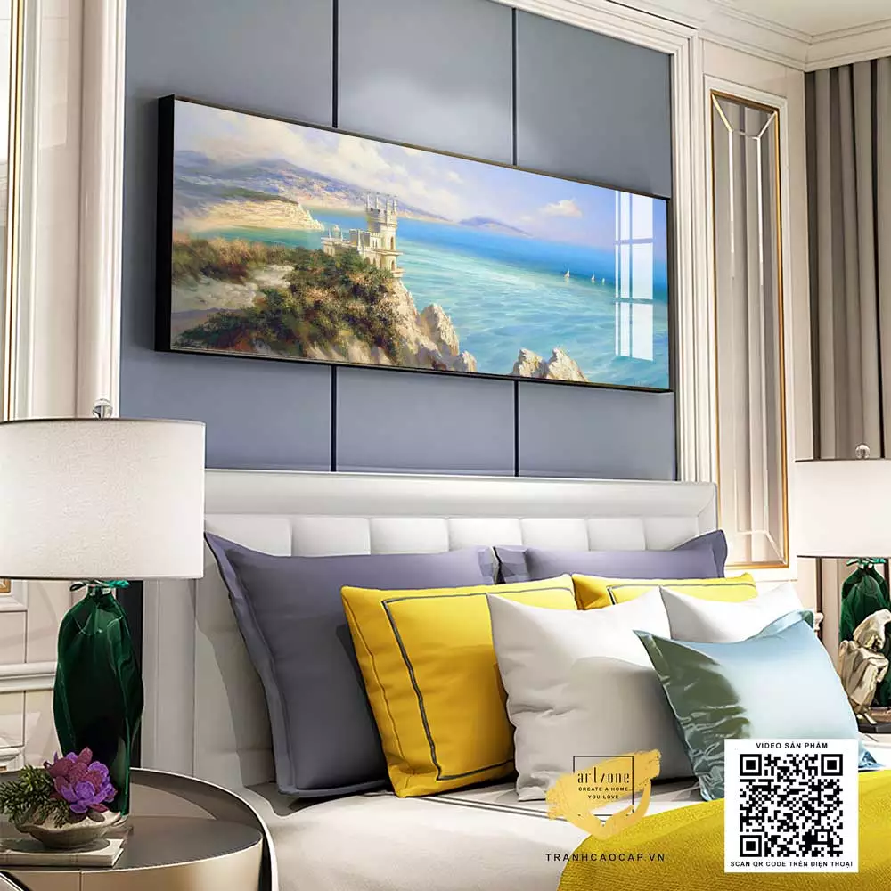 Tranh phong cảnh biển xanh trong phòng ngủ