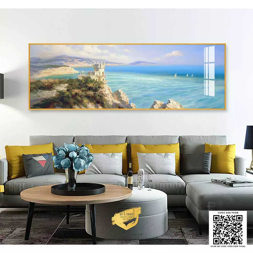 Phòng ngủ đẹp với tranh phong cảnh