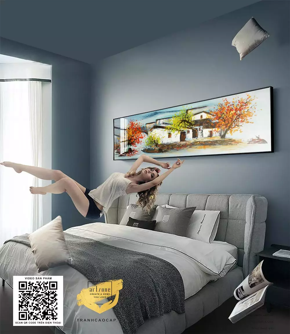 Tranh phong cảnh làng quê Việt Nam, mang đến sự bình yên và thư thái
