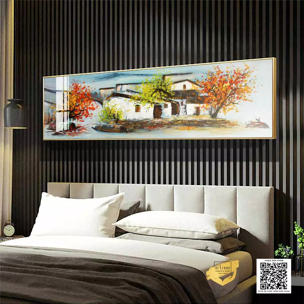 Kích thước đa dạng của tranh Mica Làng cổ bên cầu nhỏ AZ1-0670