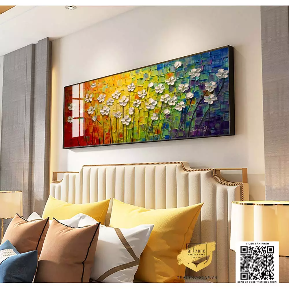 Tranh phong cảnh hoa nhỏ xinh cho phòng ngủ