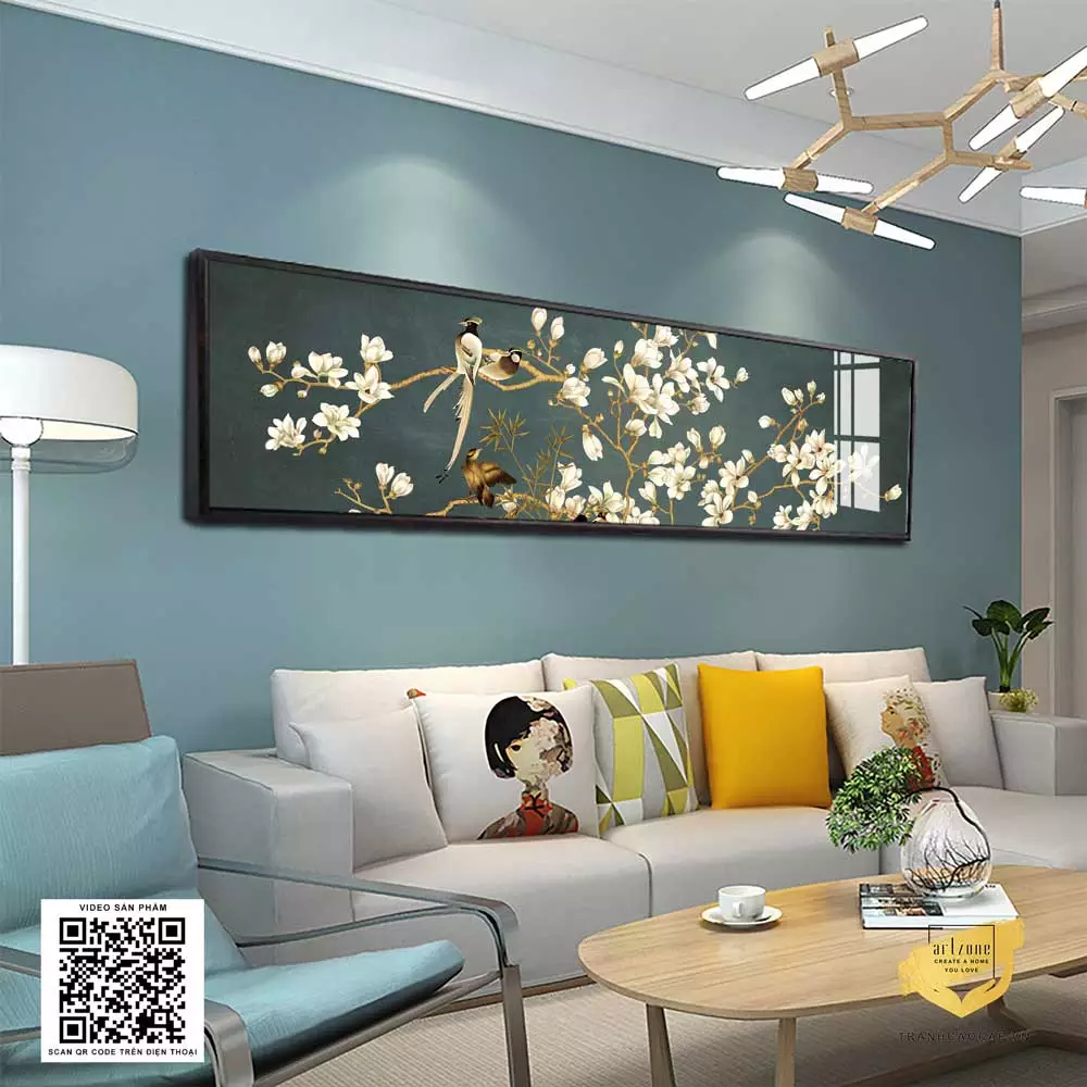Chiều cao treo tranh lý tưởng là từ 1,5 đến 1,6 mét tính từ sàn nhà