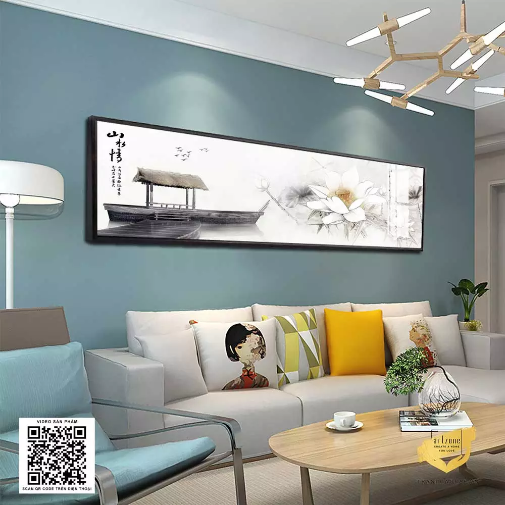 Tranh phong cảnh hoa sen - lựa chọn hoàn hảo cho phòng ngủ