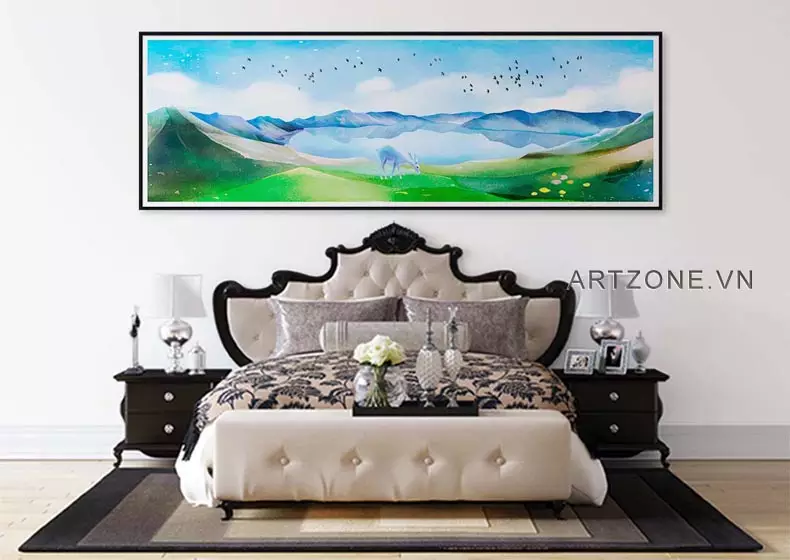 Tranh treo phòng ngủ AZ1-0182-MICA mang đến không gian thư giãn, bình yên