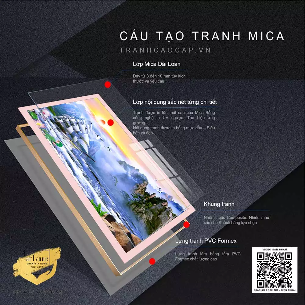 Chất liệu Mica cao cấp tạo nên vẻ đẹp sang trọng