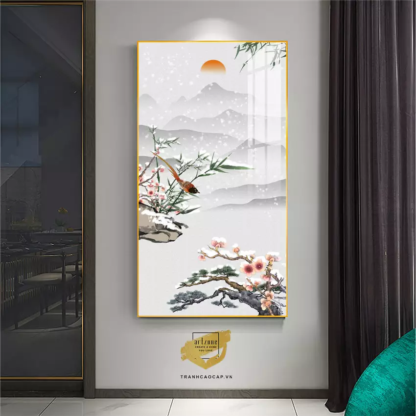 Tranh phong cảnh trừu tượng bóng gương cao cấp AZ1-1759