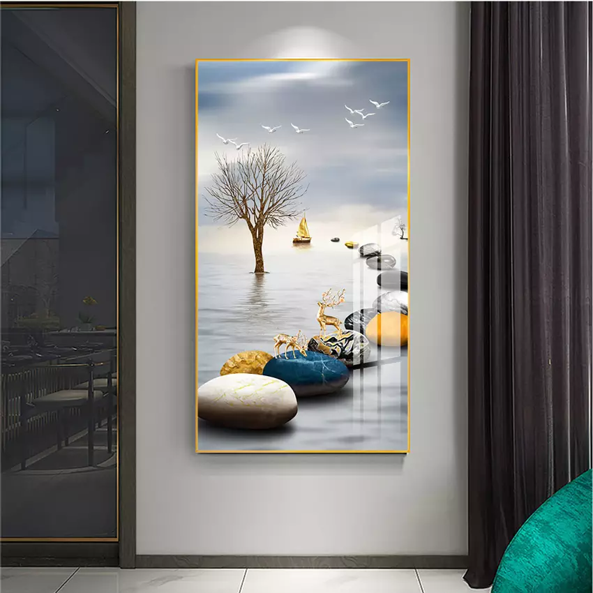 Tranh phong cảnh trừu tượng Bóng Gương AZ1-2072 chất liệu Mica