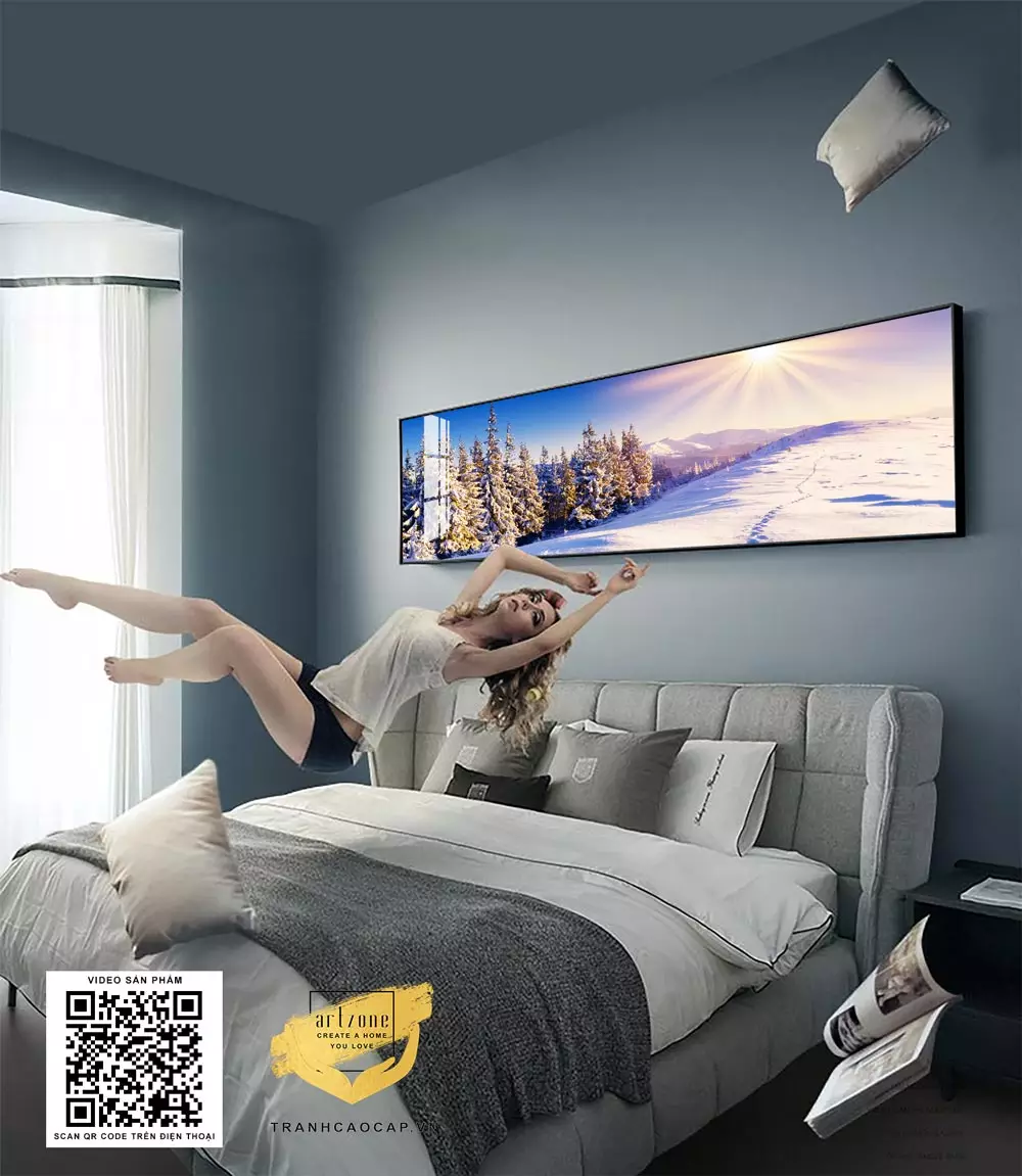 Không gian phòng ngủ trở nên ấm cúng hơn với tranh AZ1-0608-MICA